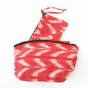 SOLD OUT Gift Set: Blood Orange Tulip Cotton Ikat Zipper Pouch