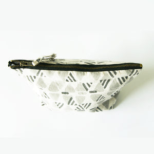 Grey Triangle Artisan Made Cosmetic Bag Zipper Pouch