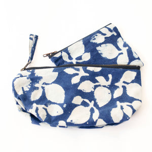 Gift Set: Indigo Blue Leaf Zipper Pouch