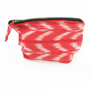 SOLD OUT Blood Orange Tulip Cotton Ikat Large Zipper Pouch