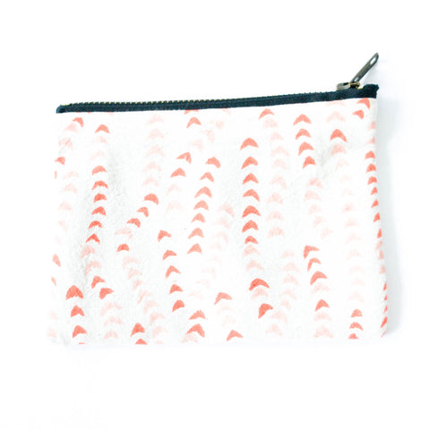 Orange, Pink Succulent Vine Block Print Small Zipper Pouch