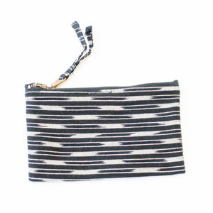 Black Stripe Ikat Small Zipper Pouch