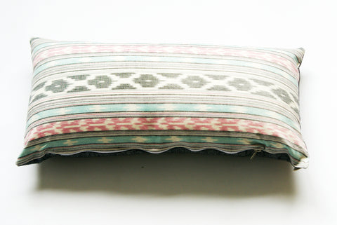 Pastel Pink and Blue ikat lumbar pillow