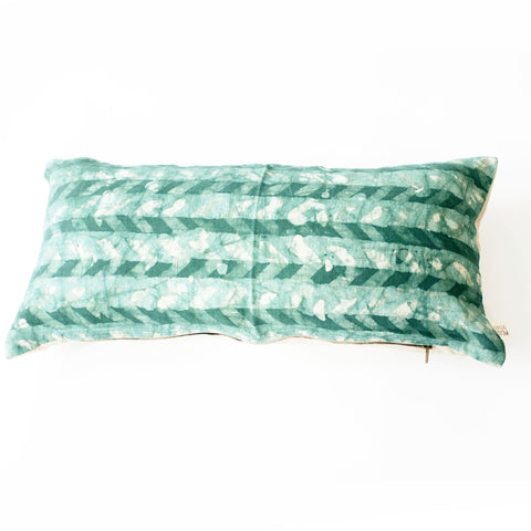 Chevron Emerald Green Lumbar Toss Pillow