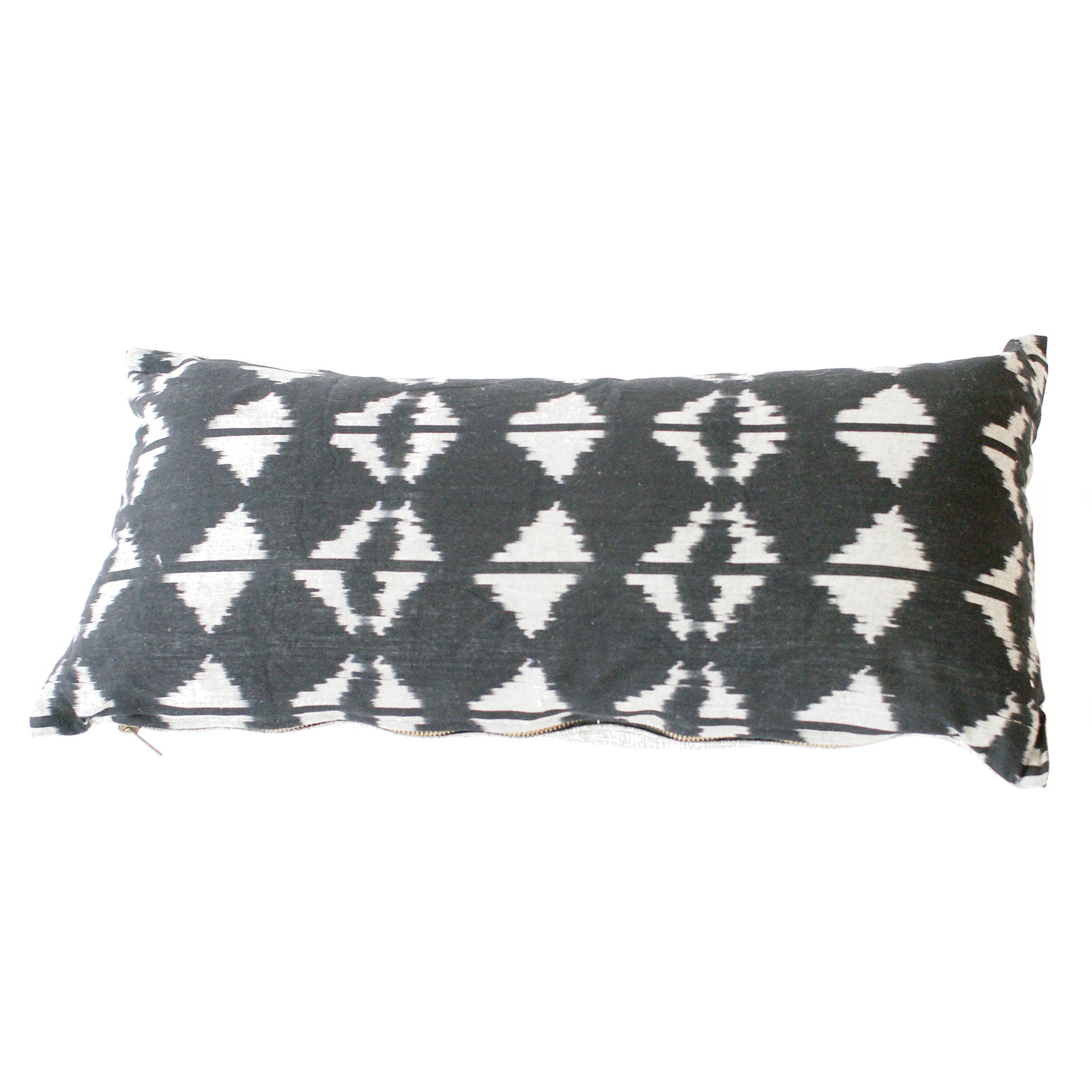 Black Triangle Ikat Lumbar Toss Pillow