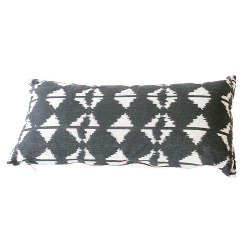 Black Triangle Ikat Lumbar Toss Pillow