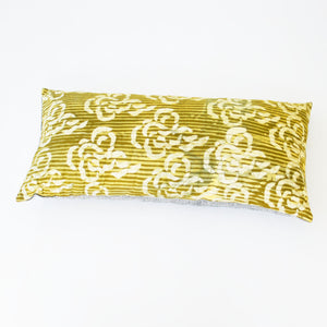 Maize Gold Coral Swirl Batik Blockprinted Cotton Lumbar Pillow 12 x 24