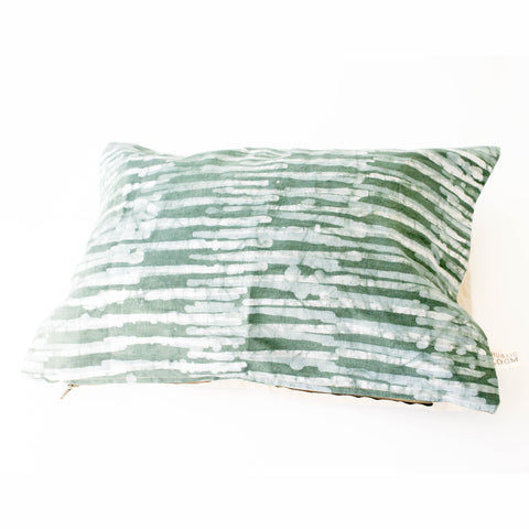 Teal Thin Stripe Linen Lumbar Pillow 12 x 18