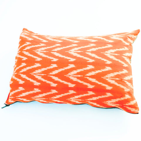 Tangerine Ikat Tulip Woven Small Lumbar Pillow 12 x 18