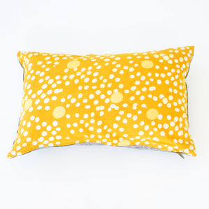 Maize Gold Coral Dot Batik Blockprinted Lumbar Cotton Pillow 12 x 18