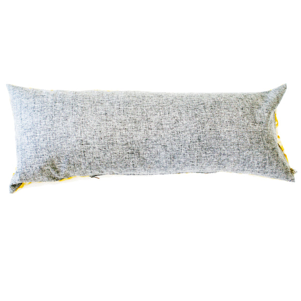 Maize Gold  Chevron Batik Blockprinted Jumbo Lumbar Toss Pillow 14 x 36