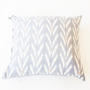 Periwinkle Blue Grey Ikat Tulip Pattern Throw Pillow 22 x 22 Square