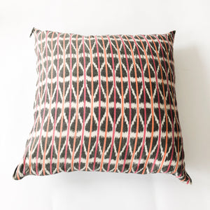 Orange Pink Triangle Stripe Cotton Ikat Woven Pillow 22 x 22