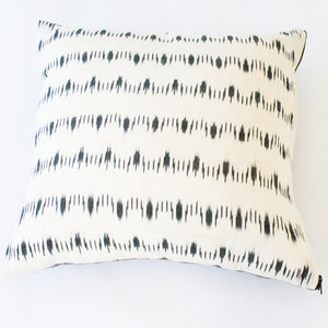 White Dotty Dash Ikat Cotton Ikat Throw Pillow 22 x 22