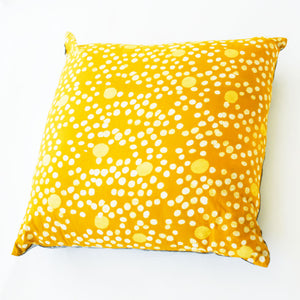 Maize Gold Coral Dot Batik Blockprinted Cotton Pillow 22 x 22