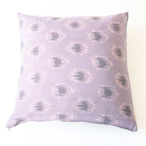 Purple Peacock Cotton Ikat Square Pillow 22 x 22