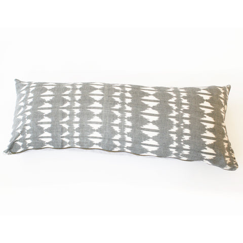 Grey Triangle Ikat Jumbo Lumbar Toss Pillow Ethically Sourced