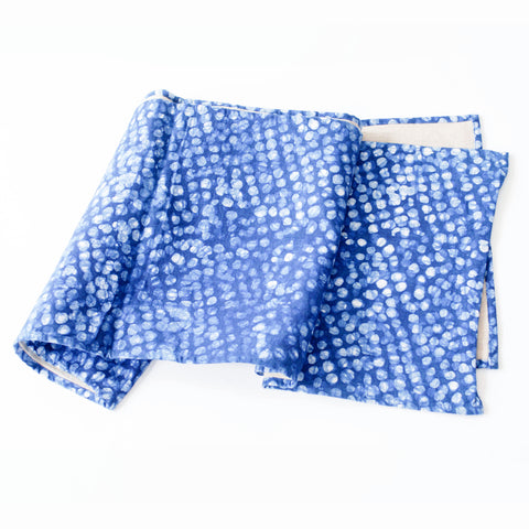 Indigo Blue Dot Table Runner Hand Blockprinted