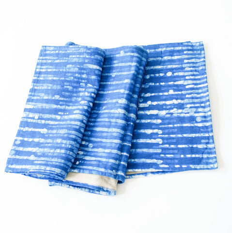 Indigo Blue Thin Strip Linen Table Runner