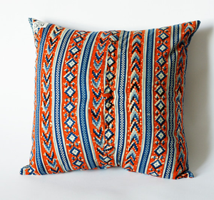 Red Blue Tribal Decorative Toss Pillow