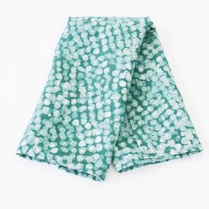 SOLD OUT: Emerald Green Dot Handprinted Batik Linen Kitchen Tea Towel