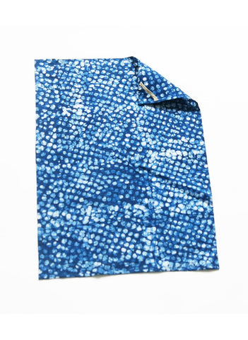 Indigo Blue Dot Handprinted Batik Linen Kitchen Tea Towel