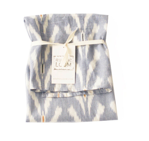 Periwinkle Blue Tulip Cotton Ikat Woven Tea Towel