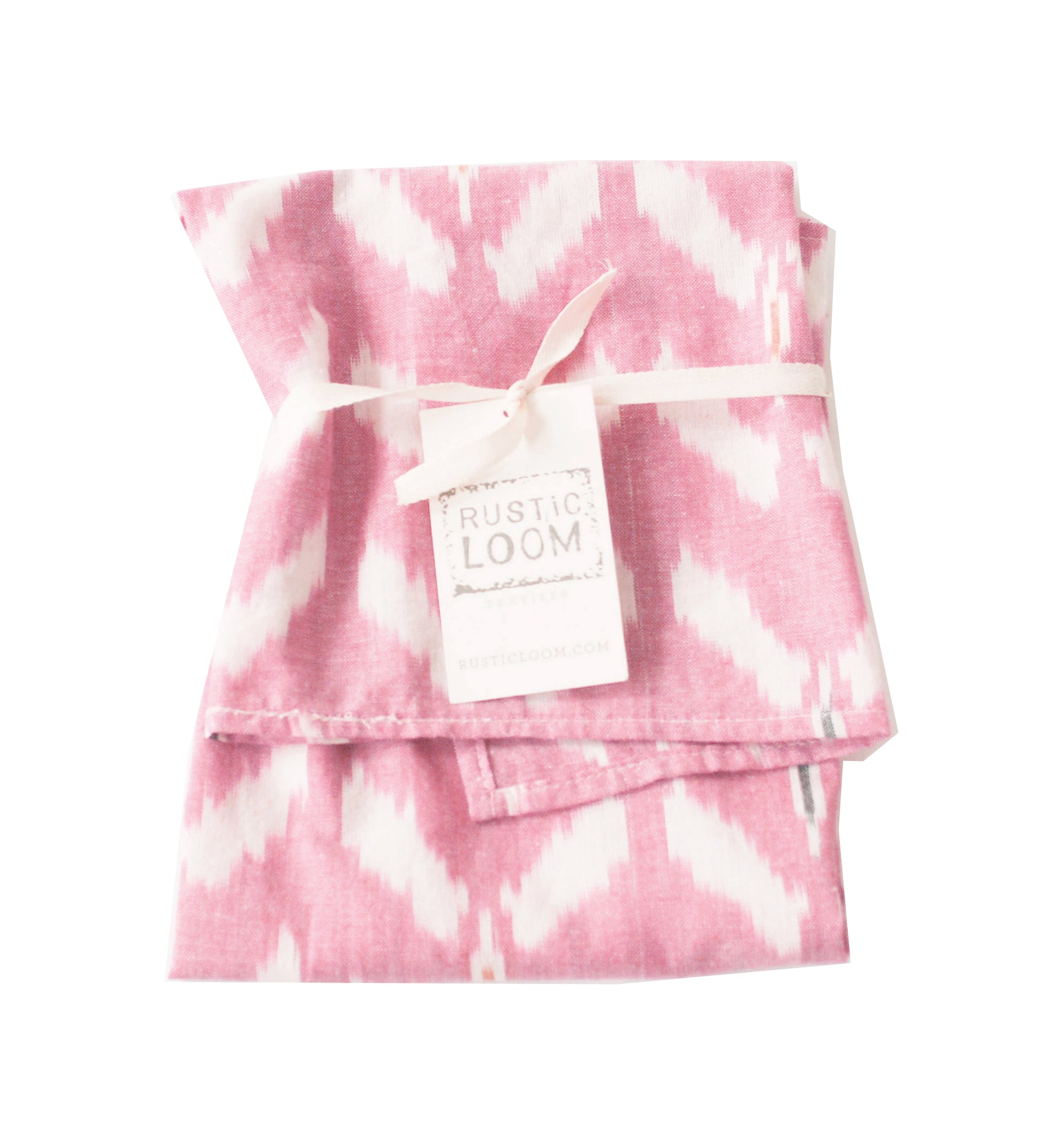 Rose Wine Tulip Cotton Ikat Woven Tea Towel