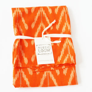 Tangerine Tulip Cotton Ikat Woven Tea Towel
