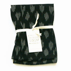 SOLD OUT Black Modern Dot Kitchen Towel Cotton Handwoven Ikat