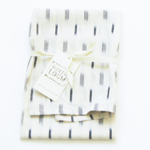 Woven Cotton White Dash Ikat Tea Towel