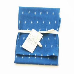 Cobalt Blue Dash Handwoven Cotton Ikat Tea Towel