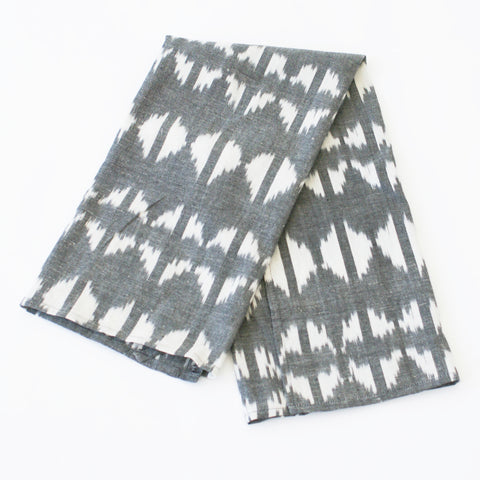 Grey Triangle Cotton Ikat Woven Tea Towel