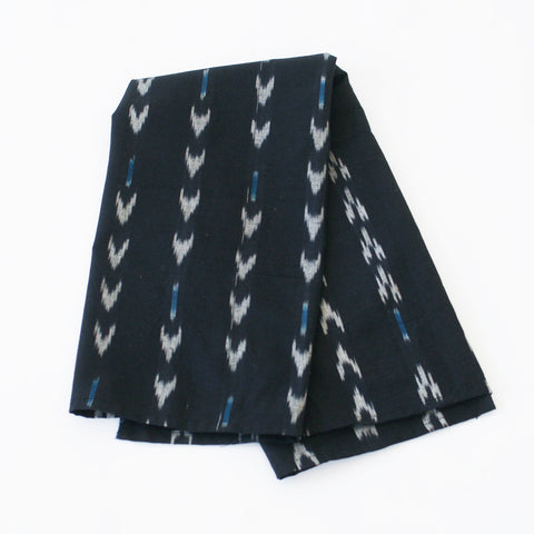 Black Blue V Dash Cotton Ikat Woven Tea Towel