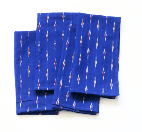 Ultramarine Blue Ikat Stripe Table Napkin Set