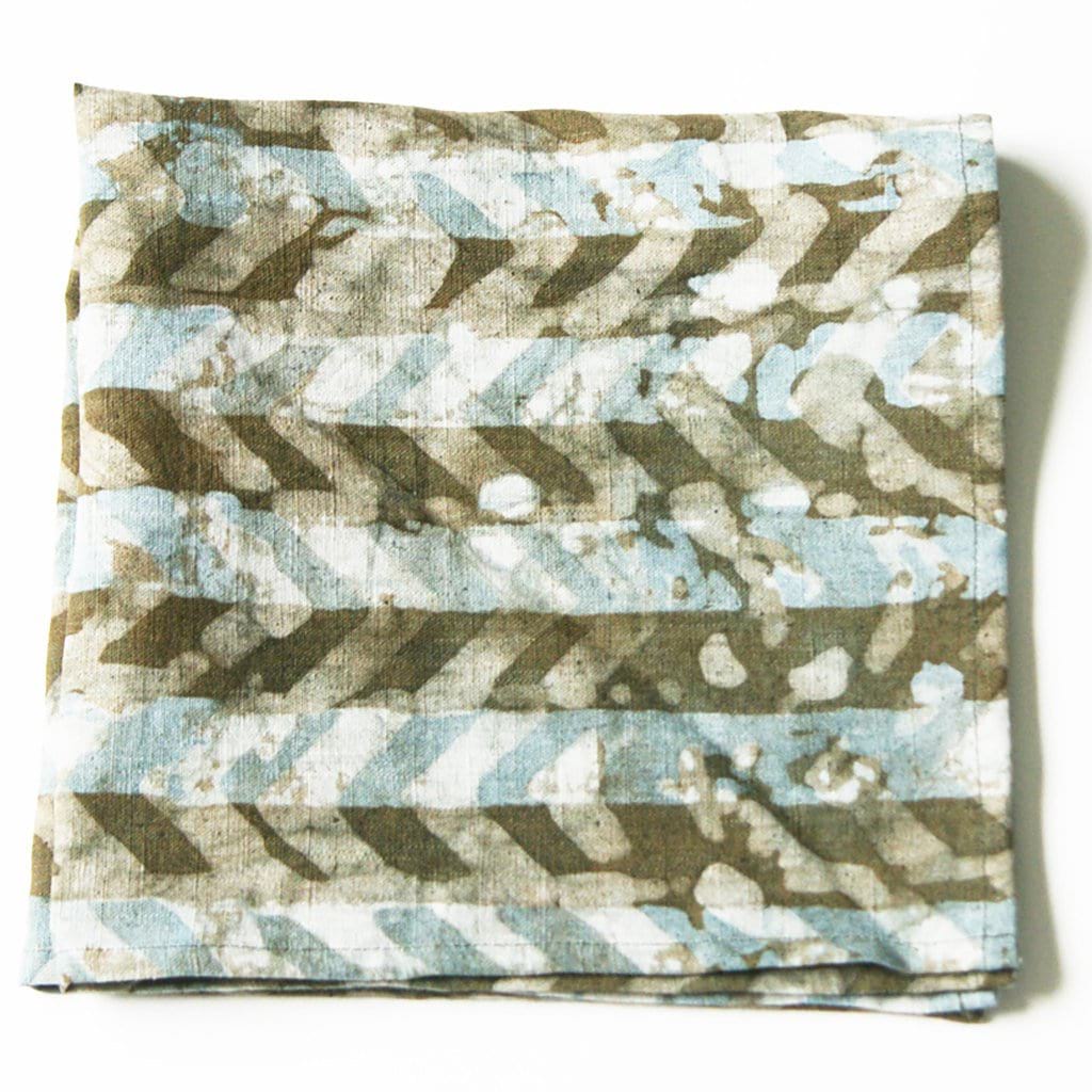 Batik Block Printed Napkins- Brown Chevron Set of 4