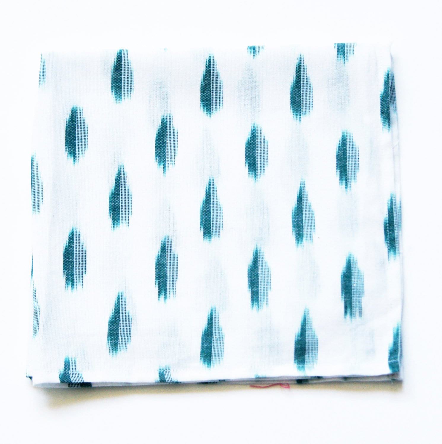 White Green Leaf Ikat Dinner Napkin Set of 2