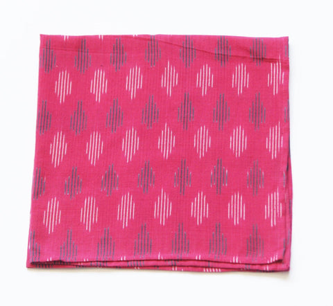 Handwoven Ikat Dot Hot Pink Cloth Dinner Napkin