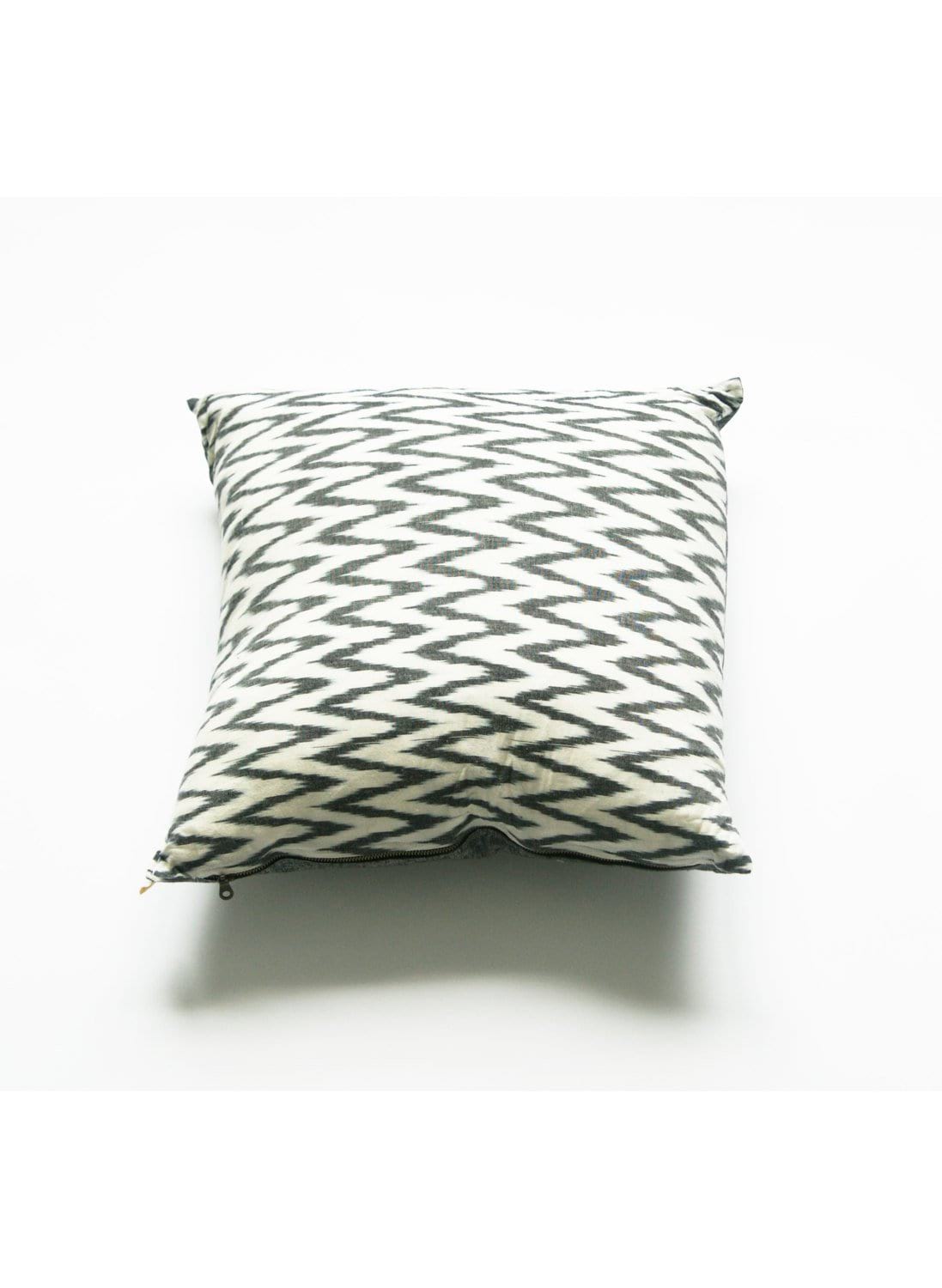 Grey and White Chevron Cotton Woven Ikat Pillow 20 x 20