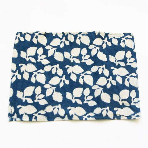 Indigo Handprinted Placemat Set Blue Leaf Print Set of 4