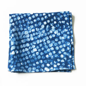 Linen Cloth Napkin Set Indigo Blue Dot Hand Batik Block Printed