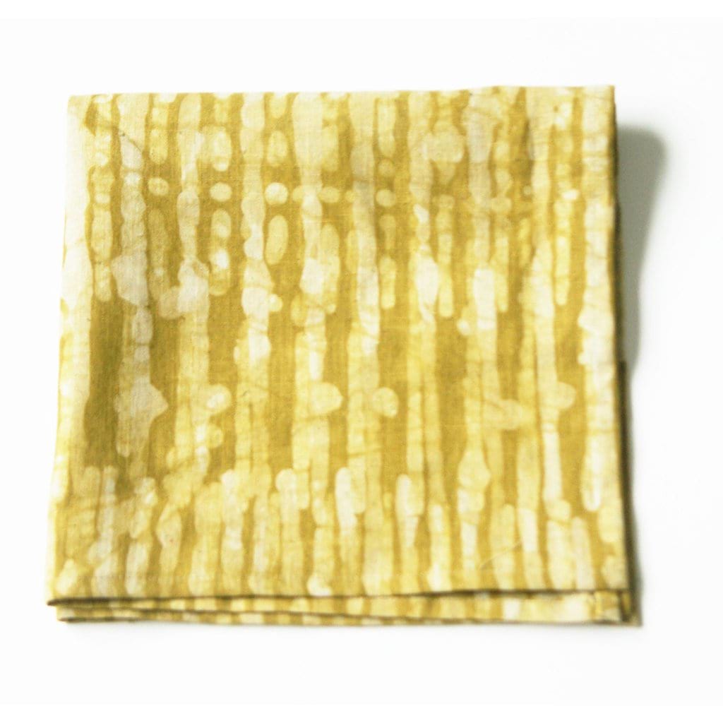 Maize Gold Linen Cloth Napkin Set Thin Stripe Hand Batik Block Printed