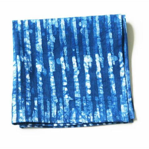 SOLD OUT Linen Cloth Napkin Indigo Blue Stripe Hand Batik Block Printed
