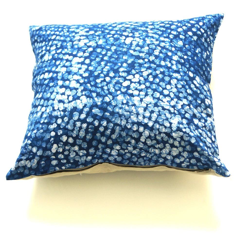 Blue Dot Batik Blockprinted Linen Pillow 20 x 20