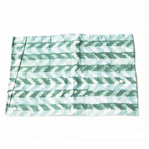 Linen Placemat Teal Green Chevron Hand Batik Block Printed