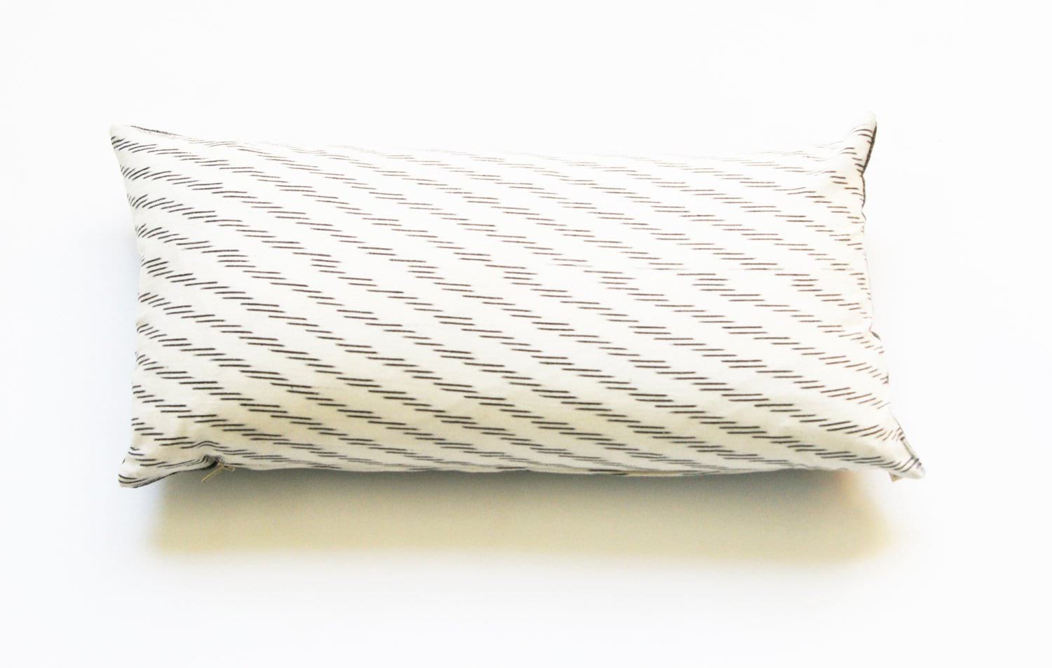 Lumbar Toss Pillow White Grey Cotton Ikat Zebra Stripe