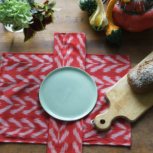Blood Orange Tulip Cotton Ikat Woven Dinner Napkin  Set of 4