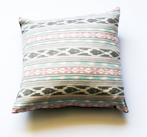 Pastel Pink and Blue Ikat toss pillow 20 x 20 