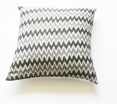 Grey Zig Zag Cotton Ikat Pillow 20 x 20