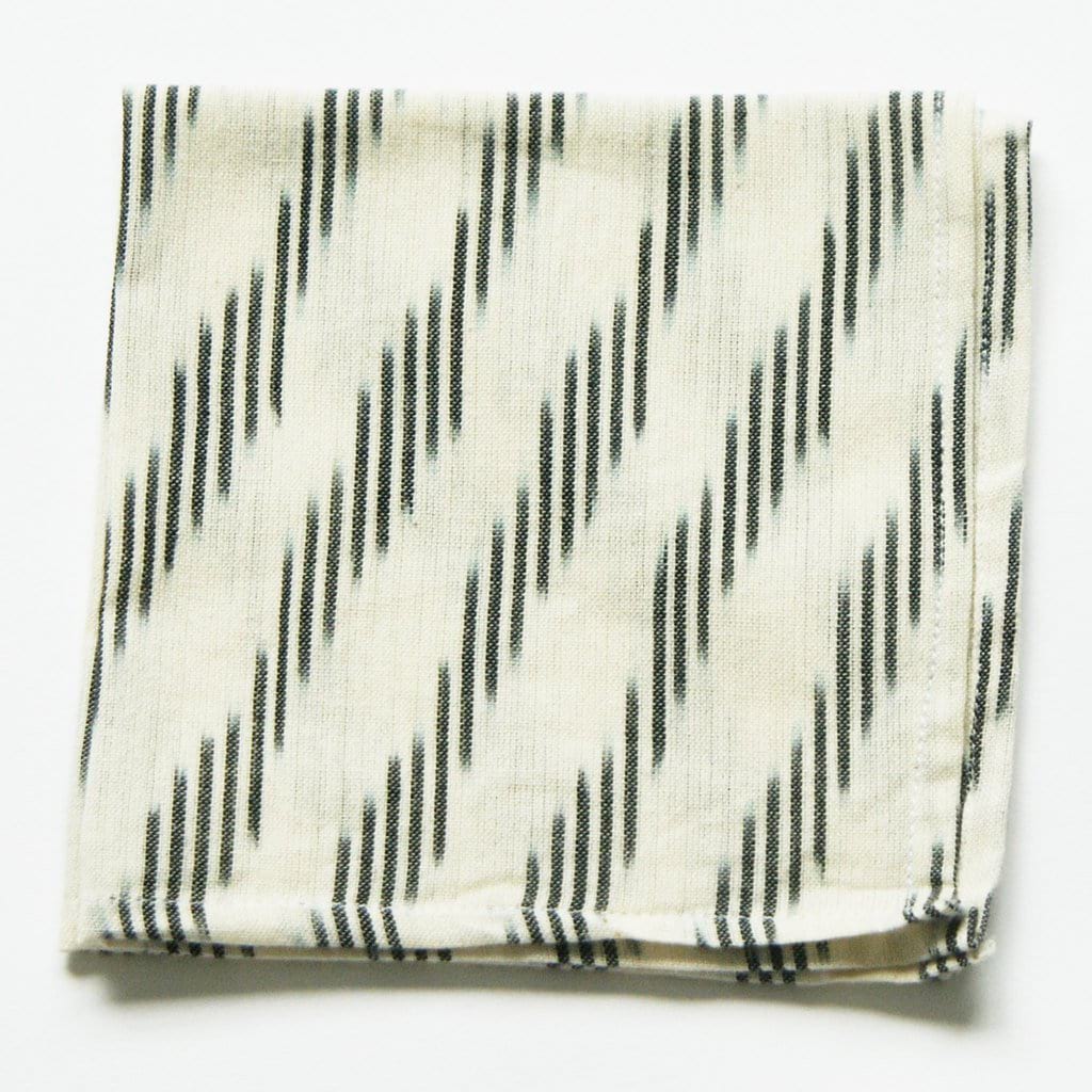 SOLD OUT White Grey Stripe Ikat Cloth Cocktail Napkin Set of 4